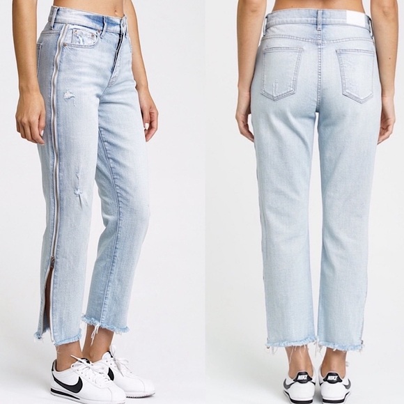 PISTOLA Charlie side zipper high rise cropped raw hem  jeans size 25 like new - Picture 1 of 9